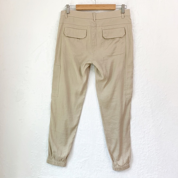 Vince Women's Linen Blend Cargo Jogger Trouser Pants Khaki Sz 4 - Picture 2 of 13